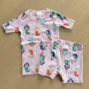Hanna Andersson Pink Mermaid Short John Pajamas, Organic Cotton, Kids Size 5